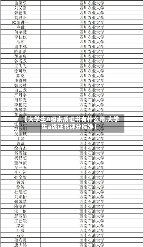 【大学生A级素质证书有什么用,大学生a级证书评分标准】