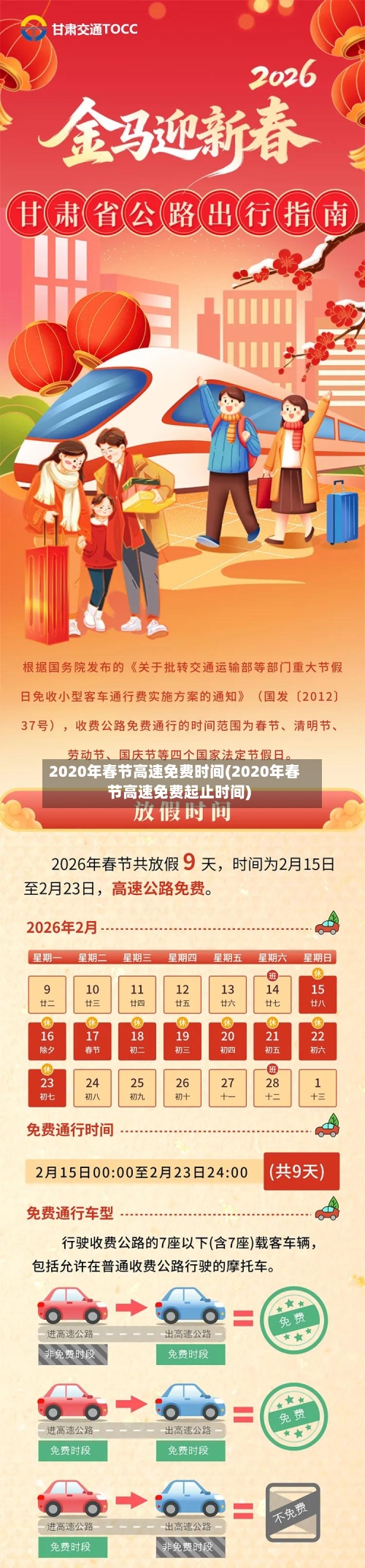 2020年春节高速免费时间(2020年春节高速免费起止时间)